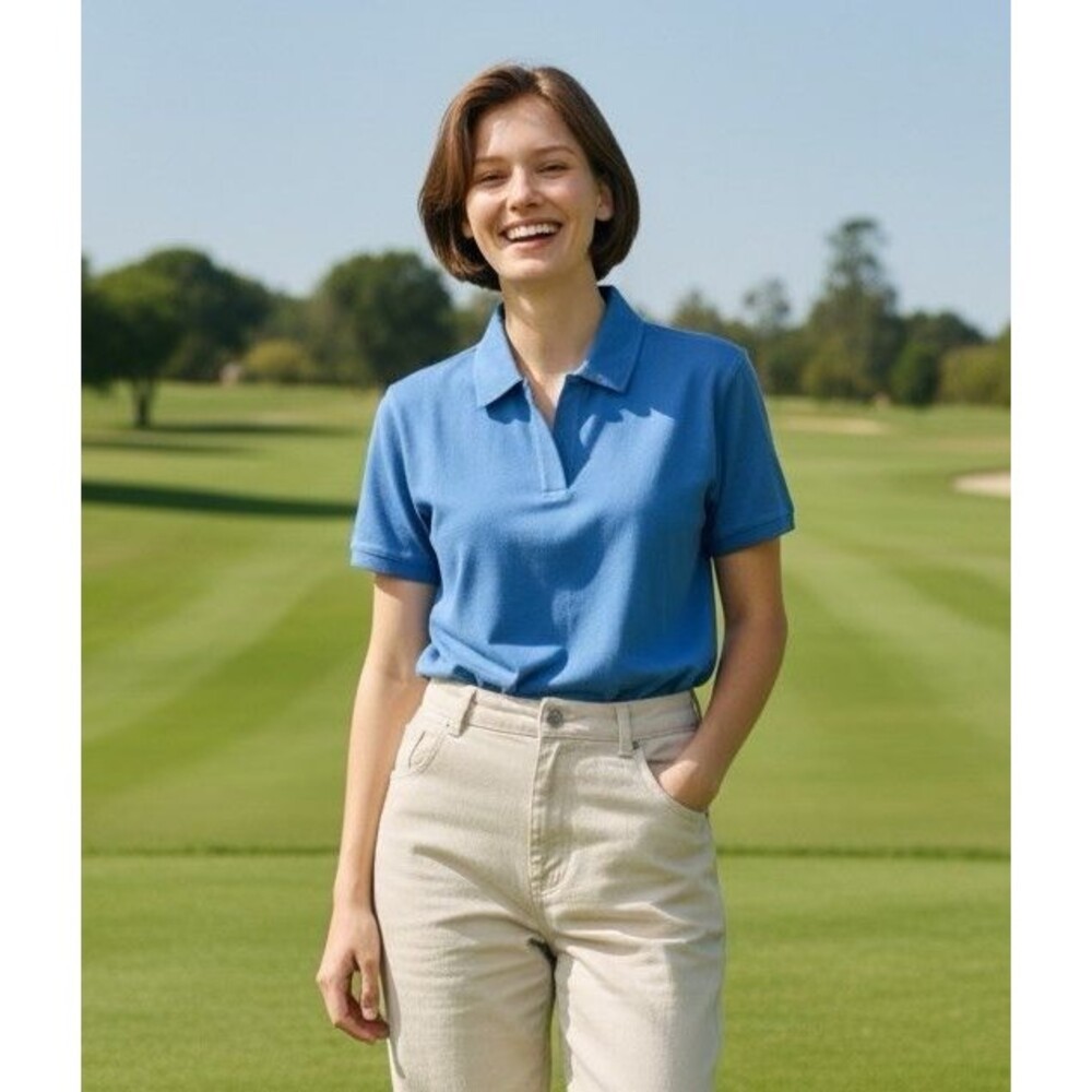 Cutter Buck NEW womens blue v-neck cap sleeve athleisure performance polo S/P